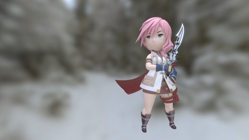 FinalFantasyXIII　Lightning + BlazeEdge - FF XIII Lightning (BRAVELY DEFAULT style) - 3D model by reb_blue0712 (@re.blue0712) 3d model