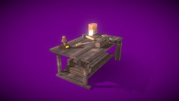 Wood workbench pixel-art, stonecutter, blockbench, low-poly, minecraft, voxel