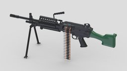 Mk 48 Machine Gun rifle, grenade, assault, high, soldier, revolver, army, handgun, carbine, generic, semi, long, submachine, defense, equipment, firearm, vr, bullpup, ar, firearms, automatic, machine, battle, pistol, sniper, launcher, personal, semi-automatic, weapon, asset, game, 3d, low, poly, military, shotgun, gun, gear, war, "light", "multiple-barrel"