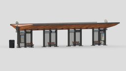 Bus Stop 08 Low Poly Realistic modern, bench, assets, element, urban, highway, road, new, bus, york, america, uk, public, realistic, station, waiting, stop, architecture, game, 3d, pbr, low, poly, model, city, street