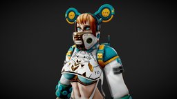 Sci-Fi Cyberpunk Girl cute, future, unreal, bomb, cyberpunk, engine, woman, game-ready, abs, unity, girl, pbr, scifi, futuristic, female, stylized