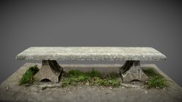 Concrete Bench france, paris, bench, concrete, store, quick, park, old, photogrammtry, parks, photoscan, photogrammetry, asset, scan, stone, shop, photogrammetru