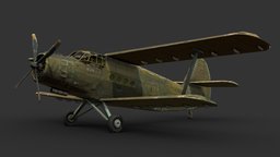 Abandoned AN-2 Transport Plane biplane, abandoned, soviet, transport, aircraft, an-2, antonov, vehicle, pbr, lowpoly, military, gameasset, plane, gameready, noai
