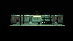 Central Station scene, train, rail, assets, scenery, underground, urban, architectural, metro, cart, trash, railway, garbage, train-station, subway, central, station, iron, trainstation, railing, underground-railway, veichle, train-platforms