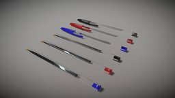 Ballpoint Pen office, red, pencil, drawing, pen, misc, paper, ink, biro, writing, stationary, miscellaneous, bic, ballpoint, art, student, blue, plastic, black