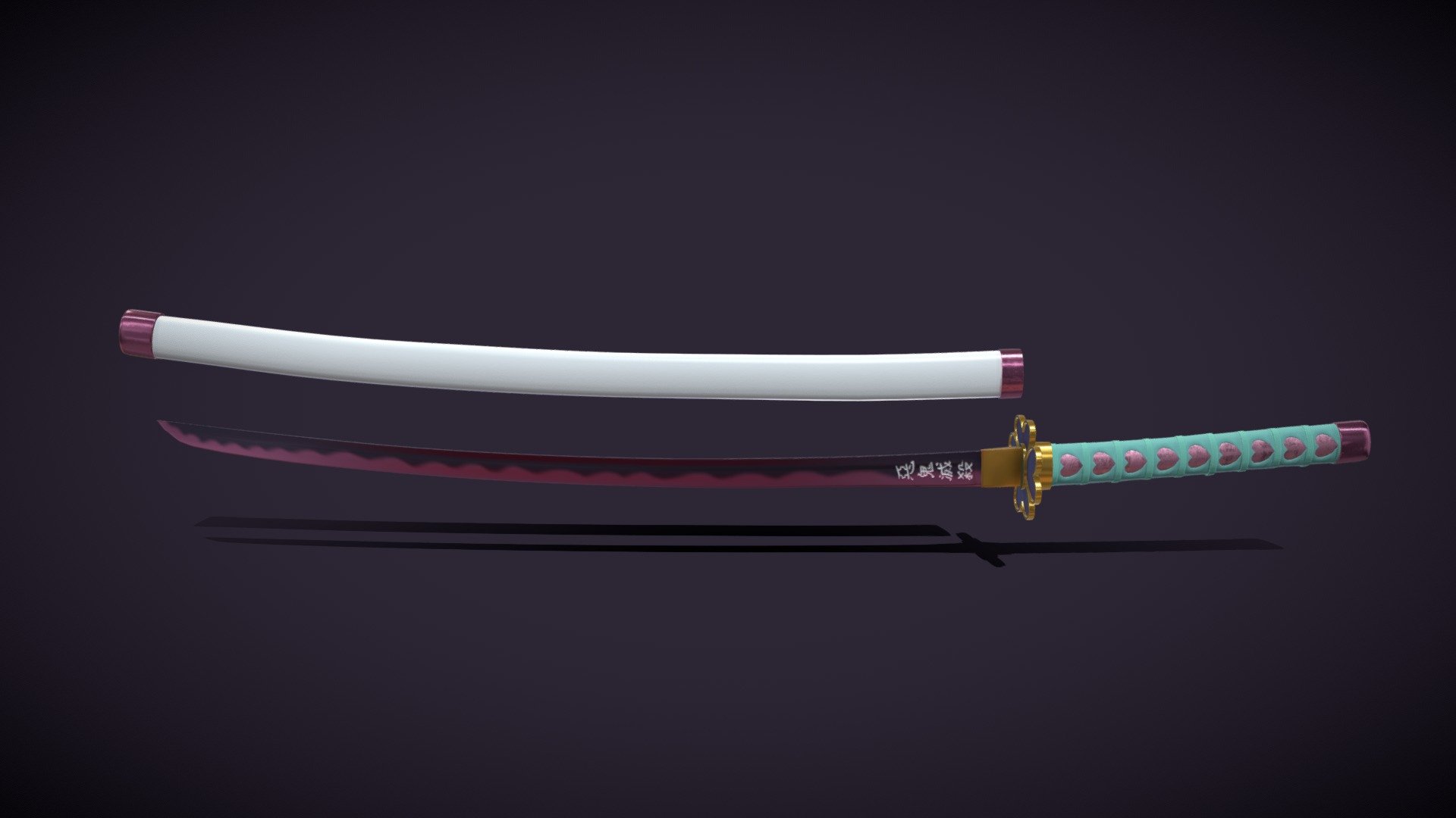 💕 Mitsuri Kanroji Katana 💕 - Buy Royalty Free 3D model by gurimahou 3d model