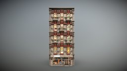 Urban City Building 4 modern, exterior, lamps, balcony, unityengine, unity, unity3d, architecture, house, city, building, street, shop