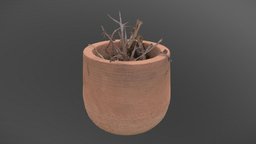Circular planter plant, ornate, archviz, garden, 3d-scan, prop, vintage, dead, brown, props, 3d-scanning, planter, dry, circular, terracotta, photoscan, gameasset, house, home, interior, ue5