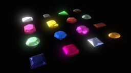 Lowpoly gems ruby, jewel, prop, jewelry, crystal, pack, item, shard, pick, gem, diamond, shiny, loot, emerald, gems, sapphire, mineral, reward, gemstone, topaz, ametyst, game, blender, lowpoly, gameasset, fantasy, textured