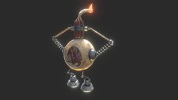 Mr. FreeHug world, humanoid, wooden, figure, bomb, flame, explosion, inside, explosive, friendly, boom, enemy, fire, machine, dynamite, hug, substancepainter, substance, character, glass, asset, game, 3d, blender, design, sci-fi, wood, textured, concept, robot