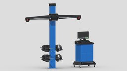 Wheel Alignment Machine wheel, mechanic, diagnostics, system, console, transport, tools, display, equipment, automotive, service, tool, machine, auto, repair, balancer, alignment, fixing, 3d, vehicle, car, workshop, industrial, aligner