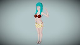Bra fanart, pool, summer, towel, dragonball, beach, woman, coconut, coco, bikini, underwear, pretty, bulma, vacations, character, girl, 3d, blender, blue, anime, blue-hair