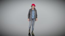 Elegant woman in street style walking 404 cute, style, archviz, scanning, cap, shirt, people, walking, jacket, jeans, woman, beautiful, casual, elegant, visualisation, mature, photoscan, character, photogrammetry, 3d, lowpoly, female, human, highpoly, gameready