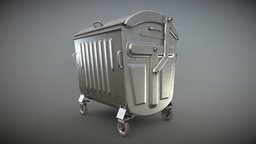 Old Metal Garbage Trash Container (Low-Poly) zinc, garbage, metall, blender-3d, galvanized, vis-all-3d, 3dhaupt, zink, software-service-john-gmbh, trash-container, blender-cycles, old-metal-garbage-trash-container, abfallcontainer, metall-abfall-container, muellgrossbehaelter