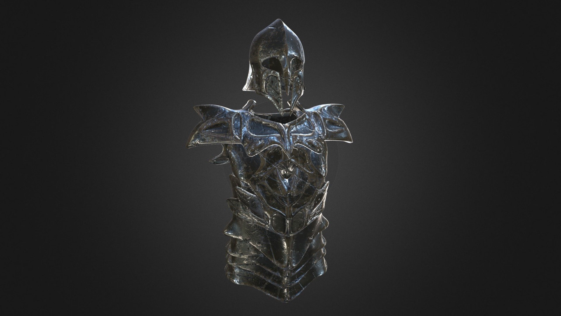 Greek style helmet, the rest is random - Weathered Fantasy Armour - 3D model by Lefinno (@lefinnokwok) 3d model