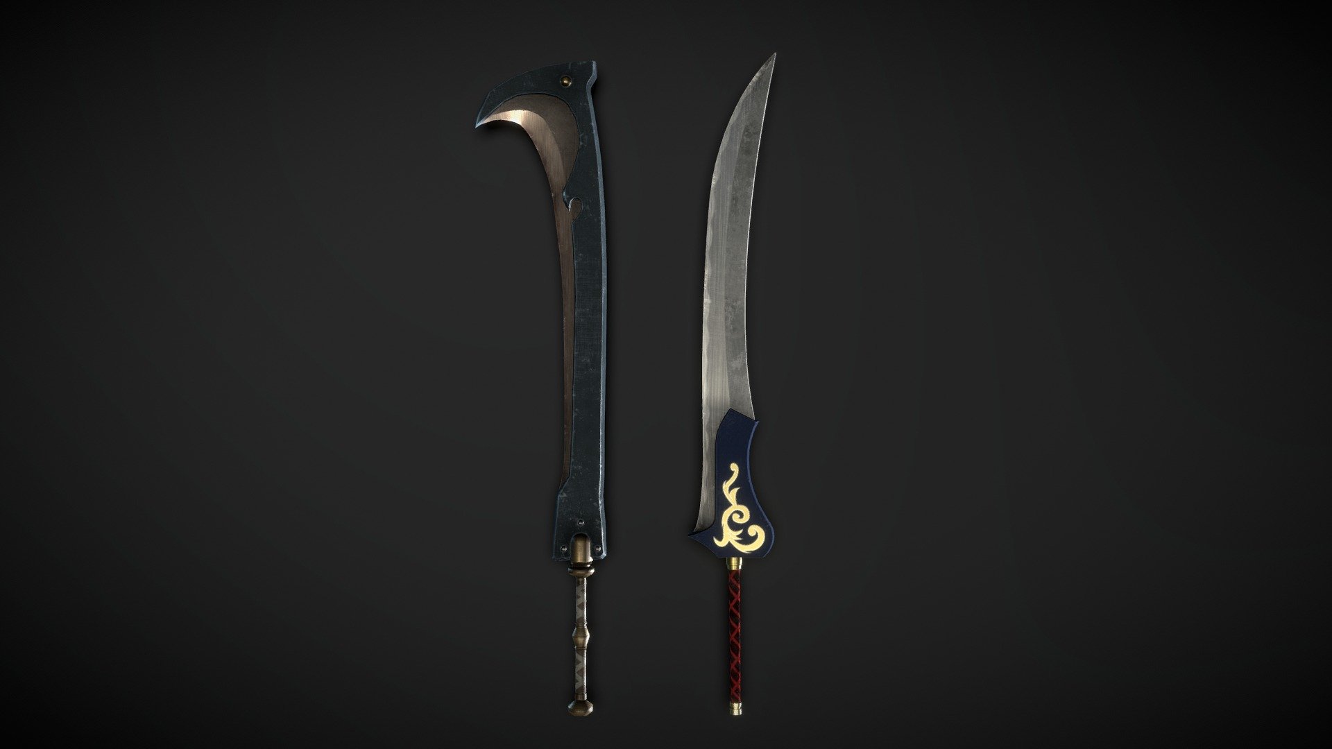 3ds max, photoshop, substance painter - Auron's Katana FFX - 3D model by Diego Mitaz (@diegomitaz) 3d model