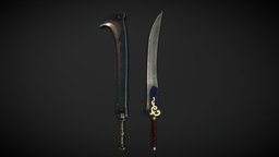 Aurons Katana FFX katana, samurai, melee, 3ds-max, final, mellee, auron, substance, weapon, fantasy, japanese