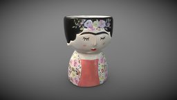 Frida Kahlo Head Vase 3D Scan scanner, plant, pot, vase, ceramic, vr, vegetation, virtualreality, head, scanned, frida, kahlo, handpainted, photogrammetry, 3dscan, decoration, interior, kiriengine, noai