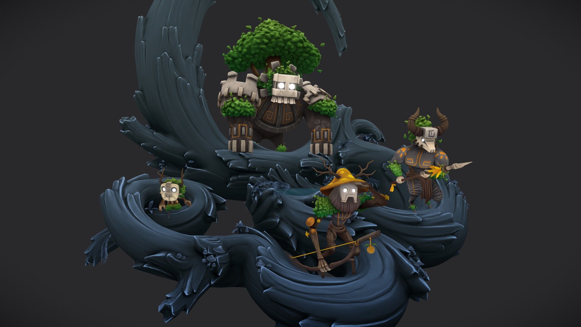 Hi everyone!
At last I'm finished this project :) As characters concept I used David Fortin's work &ldquo;Units concepts - Trainers of Kala