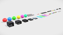 Aerobics Equipment leather, gym, barrier, rope, jump, roller, box, medicine, game-ready, step, mat, conical, kettlebell, aerobic, medicineball, low-poly, ball, liveup, bosu, aerobic-equipment, foeam