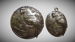 PARROT medallion for casting jewellery, bird, jewel, jewelry, pendant, parrot, buckle, medallion, casting, printable, necklace, brooch, colibri, pendent, humming-bird, coulomb, budgerigar, white-throat