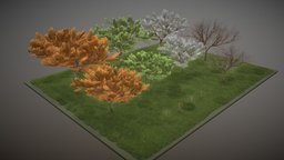 Cherry Tree Seasons tree, grass, winter, baum, flowers, realtime, spring, summer, outdoor, game-ready, blender-3d, autumn, kirsche, vis-all-3d, jahreszeiten, 3dhaupt, software-service-john-gmbh, low-poly, 3d, blender