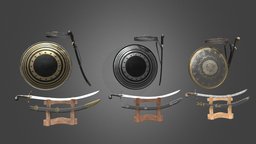 Arabic Sword And shield islamic, other, army, arabic, sheild, swords, game-model, sword-weapon, sheilds, pbr-game-ready, sword-lowpoly, sword-and-shield, weapon, low-poly, weapons, pbr, gameasset, sword, arabicsword