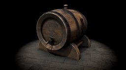 Old Wine Barrel wooden, barrel, wine, vintage, gamedev, midpoly, metal, props, old, gameassets, gamedevelopment, alkohol, substancepainter, substance, painter, low-poly, asset, blender, lowpoly, gameart, model, gameasset, wood, gamemodel, gameready