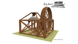 Tread mill leonardo, vinci, mill, millstone, atlanticus, cidex