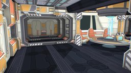 ToonSpaceship room, handpaint, living, 2d, mix, illustration, meeting, meetingroom, unity, cartoon, 3d, blender, scifi, interior, space, spaceship