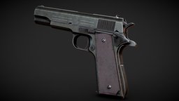 Colt M1911 handgun, fps, unreal, firearm, vr, pistol, colt1911, lowoly, substancepainter, substance, weapon, unity, game, pbr, military, gameasset, gun, colt, gameready