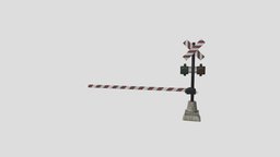 railway barrier 18 AM223 Archmodel rail, railroad, transportation, architectural, sign, railway, barrier, elements, signal, street