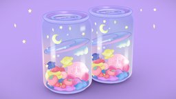 Kirbys soda can ♡ fruit, moon, cute, games, cherry, apple, nintendo, clouds, can, cola, stars, soda, movie, kirby, strawberry, aesthetic, substance, maya, cartoon, game, 3d, stylized, fantasy, space, noai