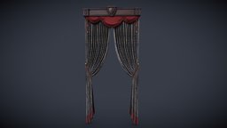 Curtain_Victorian victorian, red, wooden, window, fabric, curtain, blue