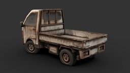 Abandoned Kei Truck truck, abandoned, japan, post-apocalyptic, generic, rusty, ruined, vehicle, lowpoly, gameasset, gameready, japanese, noai, keitora