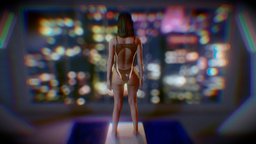 Pool Above The City , cyber, cyberpunk, pool, woman, bikini, swimsuit, swimmingpool, girl, female, city