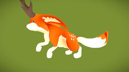 Jackalope horns, orange, b3d, fox, antelope, antilope, cornes, walk_cycle, cryptid, renard, cryptide, jackrabbit, lievre, run_cycle, cartoon, blender, creature, animal, animation, animated, noai