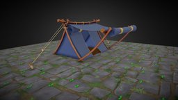 STYLIZED TENT props, substancepainter, modeling, texture, sketchfab, maya2020, noai