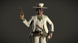 Wild West Cowboy dae, face, sculpt, hat, pose, sculpting, cowboy, posed, hands, mafia, glasses, realistic, realism, cowboys, cowboyhat, howest, digitalartsandentertainment, wildwest, charactermodel, digitalart, digital3d, howestdae, character, texturing, low-poly, game, lowpoly, gameasset, digital, characterdesign, gun, textured, sculpture, clothing, highpoly, guns, gameready, gunbelt