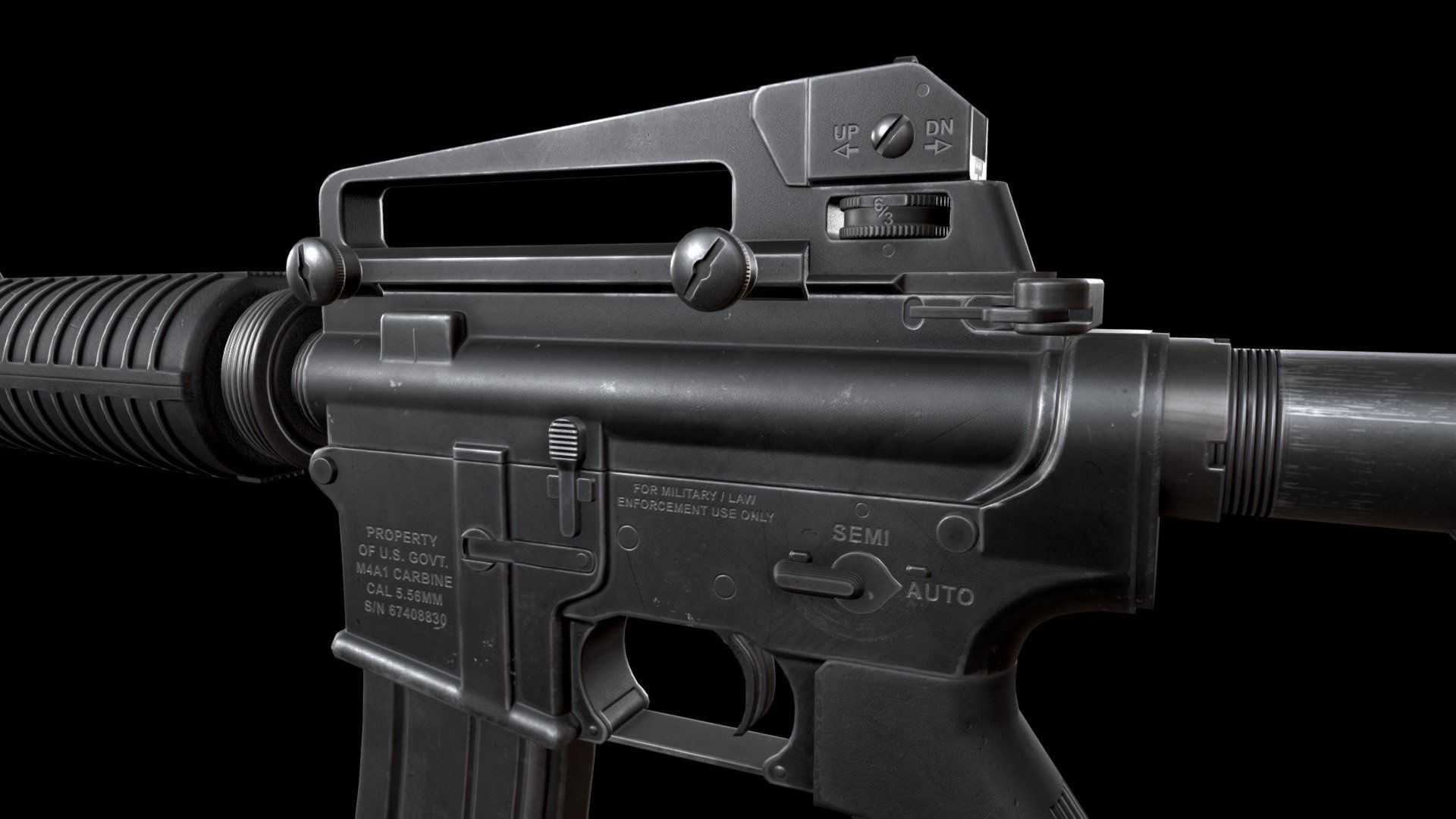 Game Ready PBR M4A1. 

14.8K Tris.  

4k single texture set 3d model