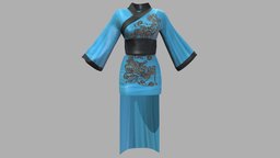 Geisha Costume fashion, girls, clothes, geisha, asian, pink, dress, chinese, realistic, traditional, real, costume, womens, kimono, wear, pbr, low, poly, female, blue, japanese, metaverve