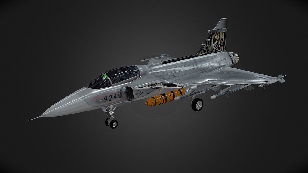 Jas-39 Gripen in Czech Tiger Camo.
Designation 9240 - SAAB JAS-39 Gripen - 3D model by vachtar 3d model