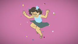 Lauren Eavle sculpt, fanart, toon, cute, birthday, glasses, kawaii, outline, illustration, ribbon, confetti, cel-shaded, maya, character, girl, cartoon