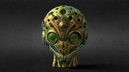 Alien head organic, head, alien, scifi, creature, fantasy, space, spaceship