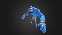 Genie Zangief Disney StreetFigther Challenge disney, movie, genie, aladin, figther, zangief, character, cartoon, game, 3d, low, poly, street