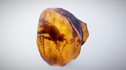 Mosquito in amber baking, 3d-scan, park, mosquito, realistic, dna, fossil, paleontology, jurassic, amber, refraction, refractive, photoscan, texturing, photogrammetry, glass, blender, pbr, lowpoly, material, dinosaur, shader