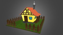 Cartoon House toon, farm, junior, lowpolymodel, animator, generalist, fench, worldacademy, maya, architecture, cartoon, 3d, lowpoly, maya2018, house, student, modelling