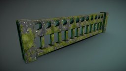 Old Mossy Fence [Rework] object, fence, abandoned, dirty, 4k, nature, moss, mossy, substancepainter, low-poly, lowpoly, stone, cinema4d, free, rock, gameready, mossy-stone