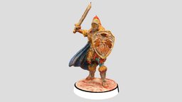 Duke Blitzein commander, warhammer, armor, lord_of_the_rings, goblin_slayer, sword, shield, knight, commander_of_the_guardian_knights, guarding_knight, patherfinder, blue_cape