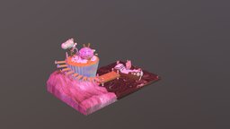 Mancha cute, pink, candy, chocolate, fairytale, candyland, house, ship